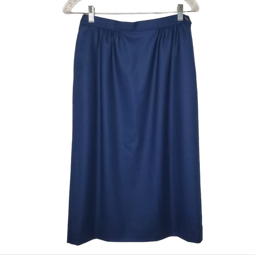Vintage Pendleton Navy Blue Wool Pencil Skirt, Wardrobe Staple Midi Skirt Sz 10